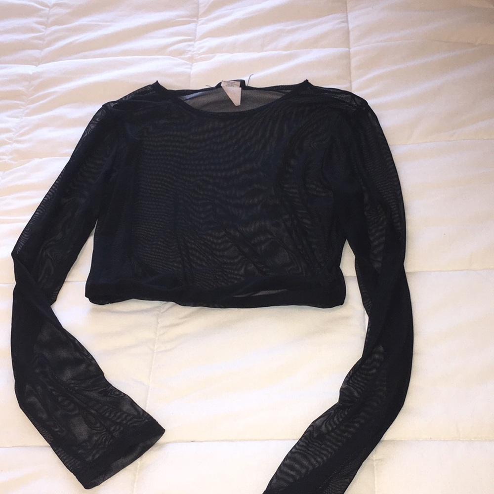 Black mesh crop top